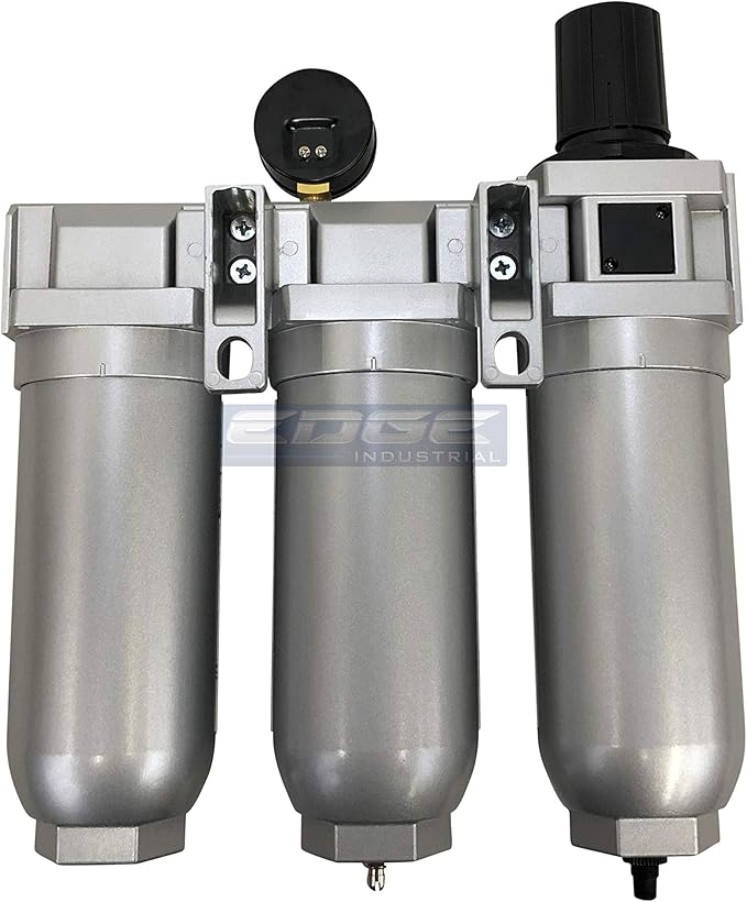 SUPER HEAVY DUTY HIGH FLOW AIR FILTRATION SYSTEM, 2 STAGE PARTICULATE FILTER PLUS OIL REMOVING COALESCING FILTER COMBINATION (1" NPT, AUTO DRAIN)