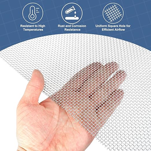 uxcell 8 Mesh 79" x 10" Woven Wire Mesh, 316 Stainless Steel Air Vent Filter Screen, Window Screen Mesh for DIY Projects Vents Cover Filtration Animals Fence