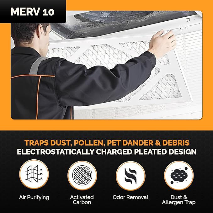 Tiger Tough MERV 10 Air Filters, 9x12x1 – MPR 1000 Pleated HVAC AC Furnace Filter Replacement for Home, Pack of 4