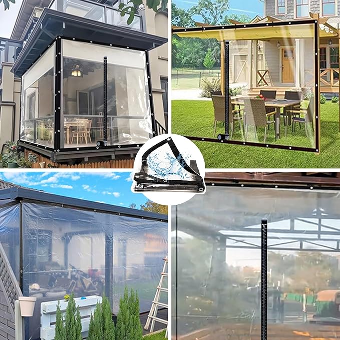 Curtain Patio Enclosure, Water Proof PVC Curtains for Gazebos with Zip, Transparent Outdoor Tarps for Patio Enclosure, Camping, Porch(1.7x2.5m)