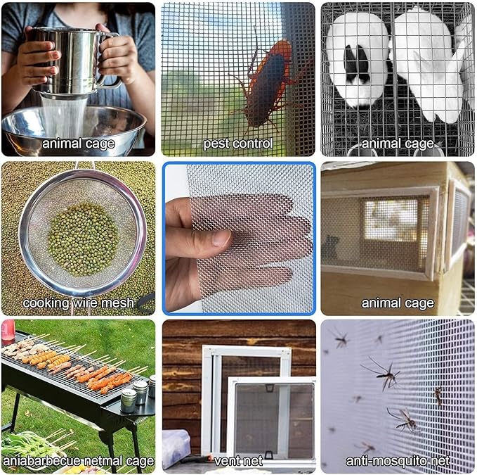 Generic 304 Stainless Steel Screen - 20 Mesh - 1.1Mm Hole Drain Cover Mesh - Durable Metal Filter Roof Vent/Kitchen/Garden Cover Net,Silver,1.2x2m(45x78inch)