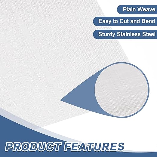 uxcell 300 Mesh 118" x 10" Woven Wire Mesh, 316 Stainless Steel Air Vent Filter Screen, Window Screen Mesh for DIY Projects Vents Cover Filtration Animals Fence