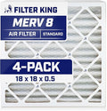 Filter King 18x18x0.5 Air Filter | 4-PACK | MERV 8 HVAC Pleated A/C Furnace Filters | MADE IN USA | Actual Size: 17.5 x 17.5 x 0.5"