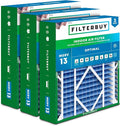 Filterbuy 21x24.5x5 Air Filter MERV 13 Optimal Smoke & Allergy Defense (3-Pack), Electrostatic Pleated HVAC AC Furnace Filters for Rheem, Ruud, and Protech (Actual Size: 20.63 x 24.13 x 4.38)
