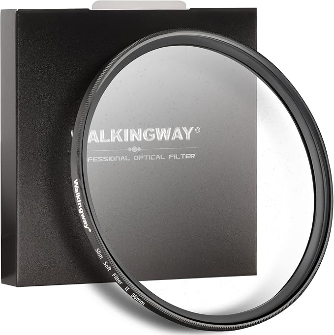 Walking Way 86MM White Mist Diffusion Filter - Stronger Soft Focus Circular Lens Filter - Dreamy Fog Effect Softening Camera Diffuser for Digital DSLR Camera (Medium-Soft 2, 86MM)