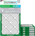 Filterbuy 20x30x1 Air Filter MERV 8 Essential Dust & Allergy Defense (6-Pack), Electrostatic Pleated HVAC AC Furnace Filters Replacement, Made in USA (Actual Size: 19.63 x 29.63 x 0.75)