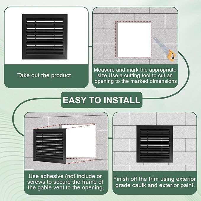 2-Pack 12"x12"Aluminum Gable Vent - Filter Screen for Removable,Vent Opening: 10" x 10"，Ideal for Attics and Sheds, Elevating Ventilation in Clean Spaces, Featuring a Refined Design