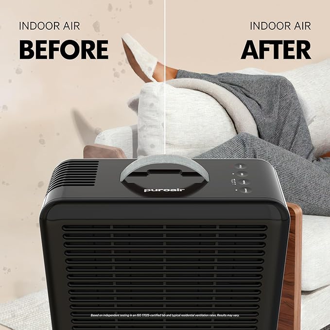 PuroAir 100i HEPA Air Purifier for Home Pets - Covers Up To 550 Sq Ft - Filters Up To 99.9% of Pollutants, Smoke, Pollen, Dust - Quiet HEPA Air Filter - Air Purifiers for Bedroom
