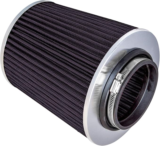 Mortar Aftermarket Auto Air Filter Replacement - Car Enthusiast Class Universal Cold Air Intake Gulps in More Air for More Engine Power & Passionate Induction Sound, 3.5 In, Black