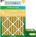 Filterbuy 18x20x4 Air Filter MERV 11 Superior Pet & Allergy Defense (2-Pack), Electrostatic Pleated HVAC AC Furnace Filters Replacement, Made in USA (Actual Size: 17.50 x 19.50 x 3.63)