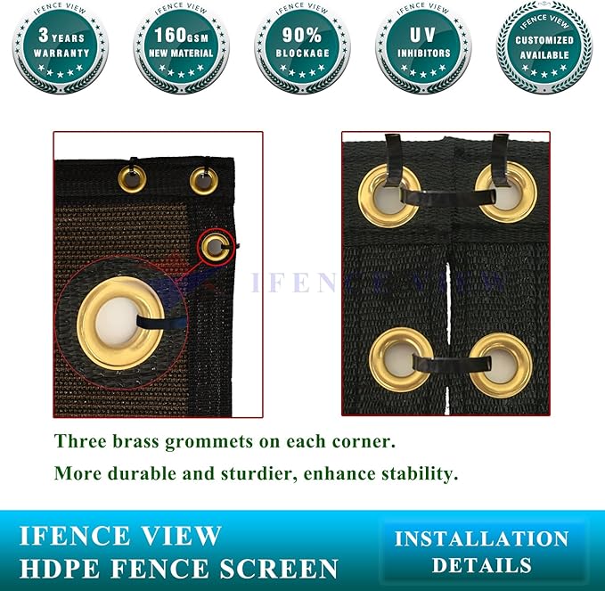 Ifenceview 6'x1' to 6'x100' Brown Shade Cloth Panels Fence Privacy Screen Fabric Mesh Net for Construction Site Yard Driveway Garden Railing Pool Balcony Canopy Awning 160 GSM (6' x 63')