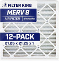 Filter King 21.25x21.25x1 Air Filter | 12-PACK | MERV 8 HVAC Pleated A/C Furnace Filters | MADE IN USA | Actual Size: 21.25 x 21.25 x .75"