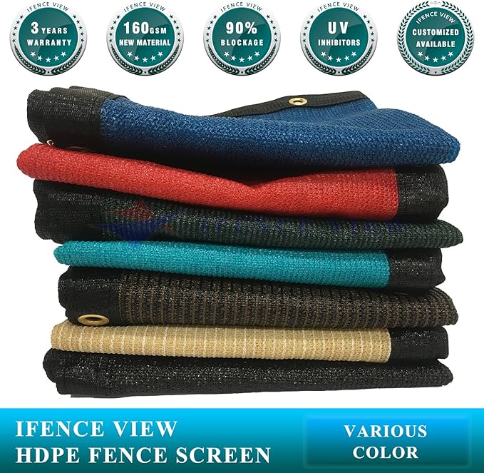 Ifenceview 6'x1' to 6'x100' Brown Shade Cloth Panels Fence Privacy Screen Fabric Mesh Net for Construction Site Yard Driveway Garden Railing Pool Balcony Canopy Awning 160 GSM (6' x 96')