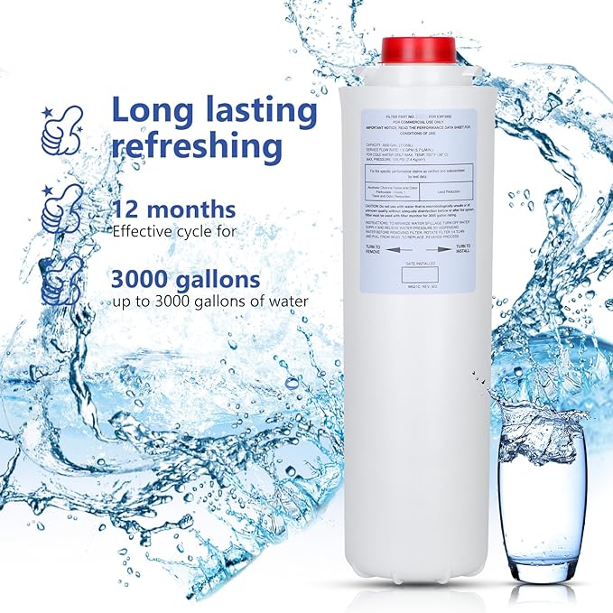 513,00-C (3 Packs-No Chip),Compatible with EzH2O Replacement Bottle Station High Capacity 3000 Gallon, EWF3000 for 513,00-C ERF750, 51299C, 55898C
