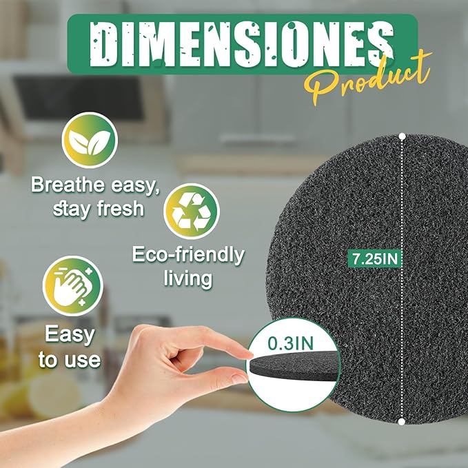 6.7 Inch Charcoal Filters for 10 Pack Kitchen Countertop Compost Bins - Extra Thick 0.3" for Longer Lasting Activated Carbon