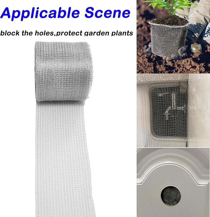 Wire Mesh Hole Fill Fabric 5 in X 103Ft, Weep Holes Filler and Covers, Upgraded Stainless Steel Wire Mesh, Flexible Stretchy Hardware Cloth for Garden House and DIY, Mice Control Rodent Barrier
