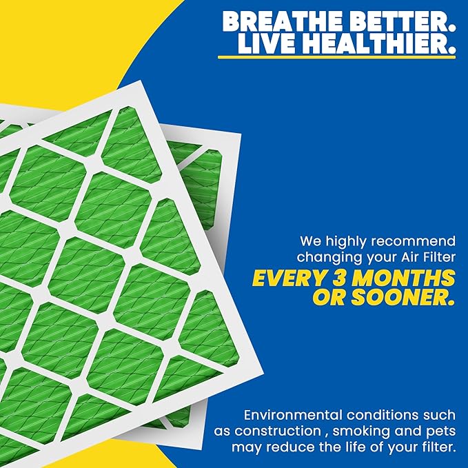 Maycold MERV 13 12x12x1 Air Filter (6-Pack), High-Efficiency Pleated AC & Furnace Filters, Actual Size: 11.70” x11.70” x 0.75”, Individually Wrapped in Plastic