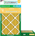Filterbuy 20x36x2 Air Filter MERV 11 Superior Pet & Allergy Defense (2-Pack), Electrostatic Pleated HVAC AC Furnace Filters Replacement, Made in USA (Actual Size: 19.50 x 35.50 x 1.75)