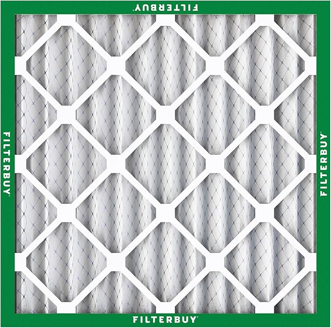 Filterbuy 12x12x2 Air Filter MERV 8 Essential Dust & Allergy Defense (4-Pack), Electrostatic Pleated HVAC AC Furnace Filters Replacement, Made in USA (Actual Size: 11.50 x 11.50 x 1.75)