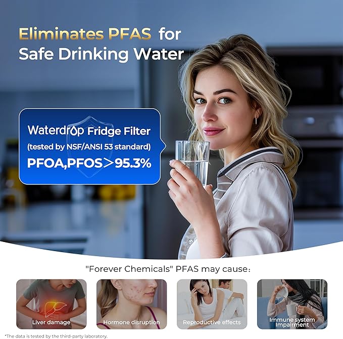 Waterdrop Plus EDR3RXD1 Replacement for Everydrop® Filter 3, 4396841, 4396710, 46-9083, 46-9030, NSF/ANSI 401&53 Refrigerator Water Filter