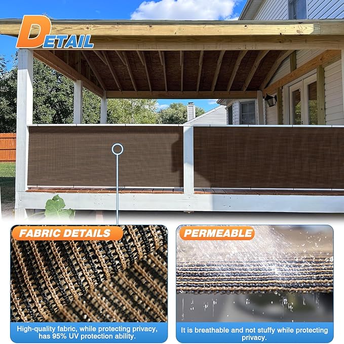 TANG Sun Shade Fabric Roll 8'x138' Shade Cloth for Garden Brown HDPE Mesh Shading Pergola Cover Replacement Canopy, 95% Blockage Sunshades for Outdoor Patio Backyard Plant