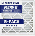 Filter King 14x14x2 Air Filter | 5-PACK | MERV 8 HVAC Pleated A/C Furnace Filters | MADE IN USA | Actual Size: 13.5 x 13.5 x 1.75"