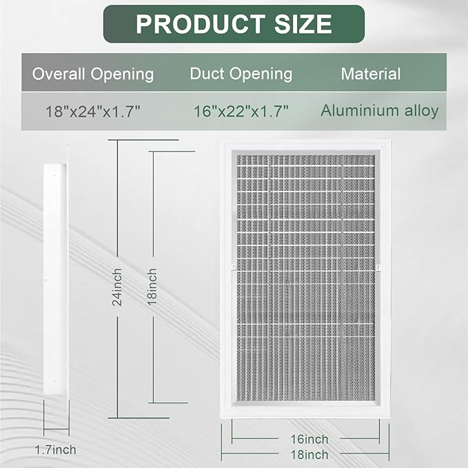 18"x24" Gable Vent - Premium Aluminum，Filter Screen for Removable, Ideal for Gables, Sheds, and Attics - Vent Opening 16"x22" - Boost Ventilation and Guard Against Moisture