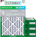 Filterbuy 20x23x4 Air Filter MERV 8 Essential Dust & Allergy Defense (4-Pack), Electrostatic Pleated HVAC AC Furnace Filters Replacement, Made in USA (Actual Size: 19.50 x 22.50 x 3.63)