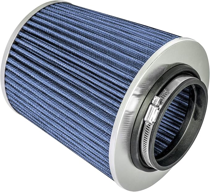 Mortar Aftermarket Auto Air Filter Replacement - Car Enthusiast Class Universal Cold Air Intake Gulps in More Air for More Engine Power & Passionate Induction Sound, 2.5 In, Blue
