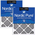 Nordic Pure 16x20x1 (Actual Size: 15 1/2 x 19 1/2 x 3/4) Furnace Air Filters MERV 12 Pleated Plus Carbon 2 Pack
