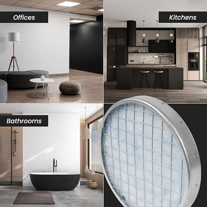 10" Inch Filter Replacement - Round Duct Filter System - G4 Class Filter and Mesh Screen - Dust Collection and Air Purification