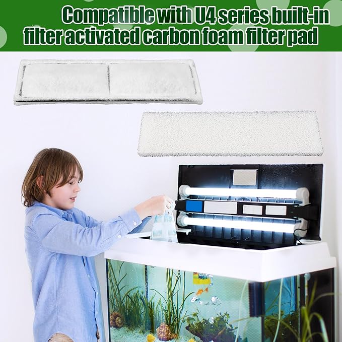 Pangda 24 Pcs Carbon Filter Foam Pads and Foam Filters Compatible with U3 Range of Internal Underwater Sponge Aquarium Underwater Filter Accessories for Internal Replacement Aquarium Fish Tank