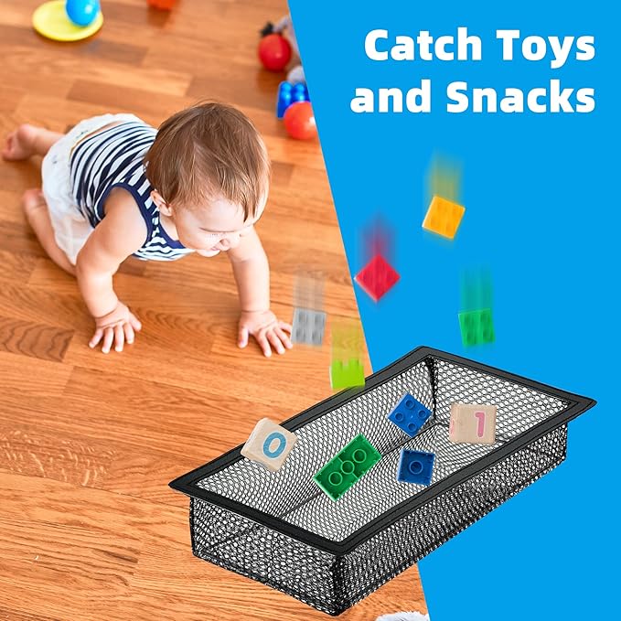 Floor Vent Screen Net for Home Floor, Floor Register Cover Trap 4 x 12 Inch, Air Vent Filter Mesh Catches Coin, Toys, Pet Food and Hair - with Spreader Bar 4 Pack