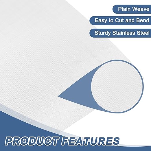 uxcell 80 Mesh 39" x 10" Woven Wire Mesh, 316 Stainless Steel Air Vent Filter Screen, Window Screen Mesh for DIY Projects Vents Cover Filtration Animals Fence