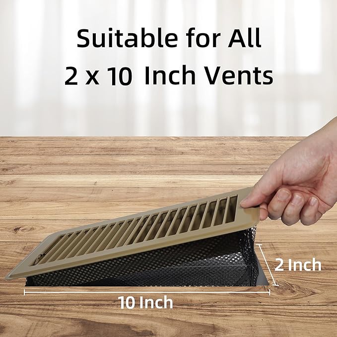 Floor Vent Screen Net, Air Vent Filter Mesh for Home Floor, Floor Register Cover Traps Catches Coin, Toys, Pet Food and Hair, Keeps Duct Cleaning - with Spreader Frame 2x10 Inch, 4 Pack