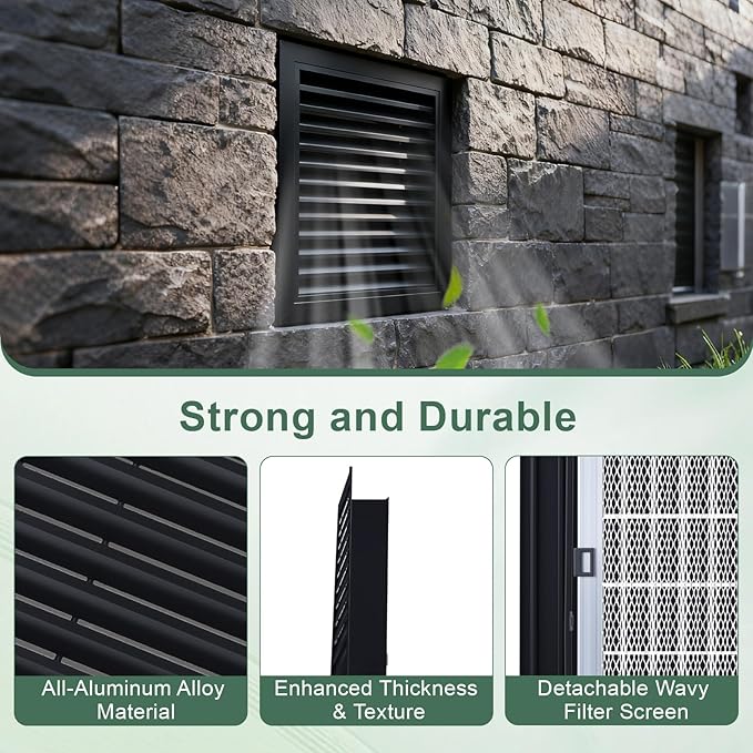 2-Pack 14"x14" Gable Vent - Premium Aluminum，Shed Vents with Screen, Ideal for Gables, Wall, and Attics - Vent Opening 12"x12" - Boost Ventilation and Guard Against Moisture