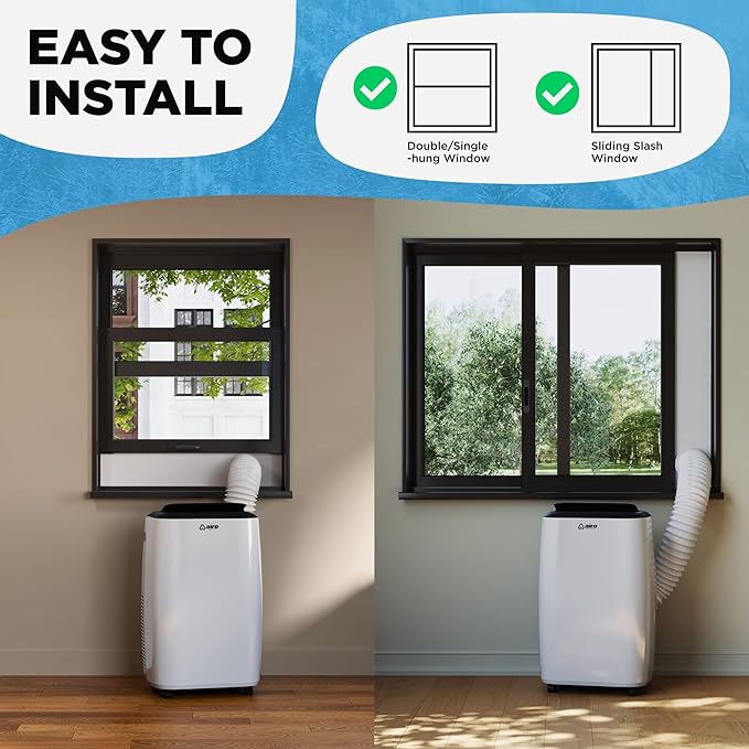 Portable Air Conditioners 8,000 BTU AIRO COMFORT, AC Unit Floor Standing with Remote Control & DYI Installation Kit