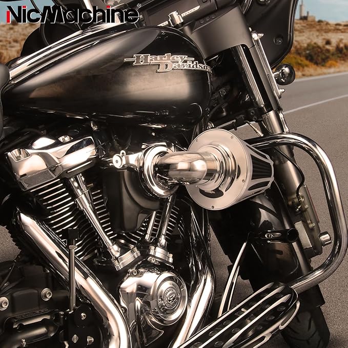 Big Sucker cone Air filter intake for harley air Cleaner Sportster Softail fatboy heritage dyna touring street road king Glide (Deep style -Chromed, Type A : For Sportster XL models)