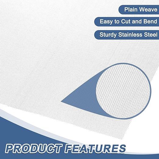 uxcell 40 Mesh 39" x 10" Woven Wire Mesh, 316 Stainless Steel Air Vent Filter Screen, Window Screen Mesh for DIY Projects Vents Cover Filtration Animals Fence