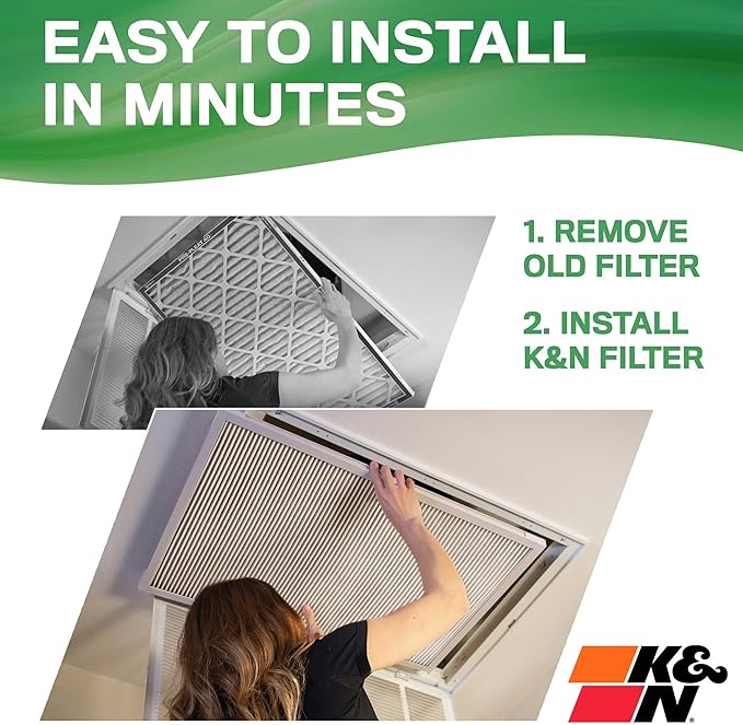 K&N 10x20x1 HVAC Furnace Air Filter, Lasts a Lifetime, Washable, Merv 11, the Last HVAC Filter You Will Ever Buy, Breathe Safely at Home or in the Office, HVC-11020