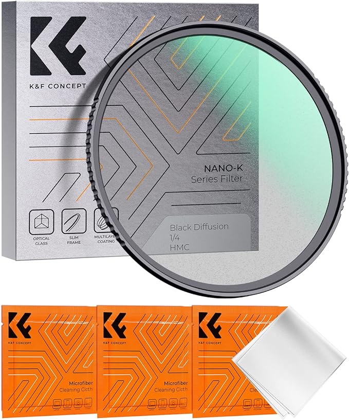 K&F CONCEPT 46mm Black Diffusion 1/4 Filter Mist Cinematic Effect Filter with 18 Multi-Layer Coatings for Video/Vlog/Portrait Photography (K-Series)