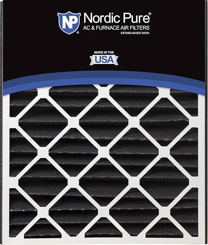Nordic Pure 20x25x5 (Actual Size: 19 3/4 x 24 1/4 x 4 7/8) Air Bear Replacement Pure Carbon Odor Reduction Merv 8 Air Filter 2 PK
