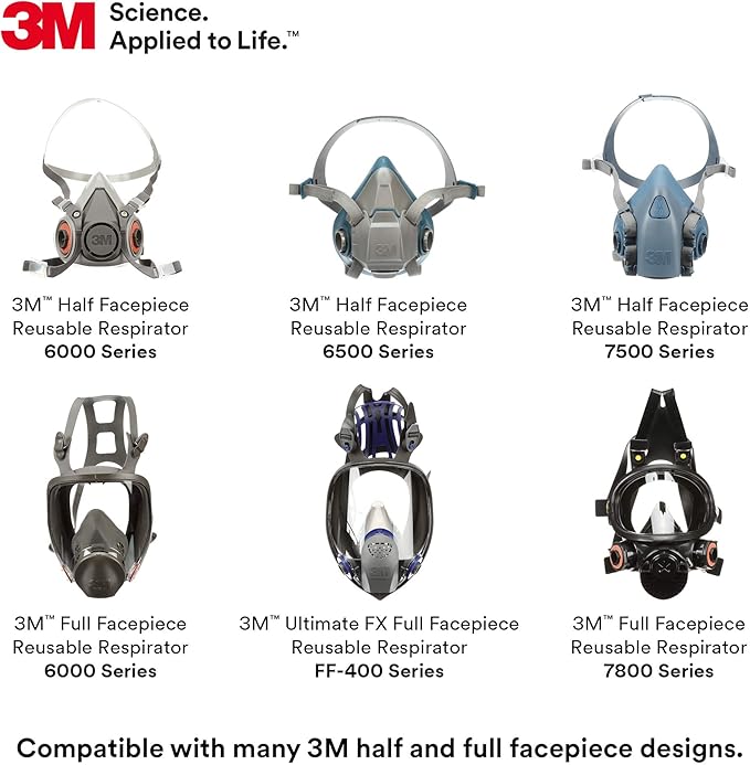 3M P100 Respirator Cartridge/Filter 60926, 1 Pair, NIOSH, Helps Protect Against Organic Vapors, Acid Gases, Ammonia Methylamine, Formaldehyde and Particulates