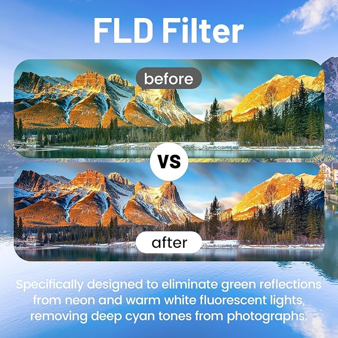 3 Pack Universal Lens Filter Kit 40.5mm, Multi-Coated Optical Glass UV+CPL+FLD Filters Set UV Blocking + CPL Polarizer + FLD Fluorescent Filter with Protective Storage Case