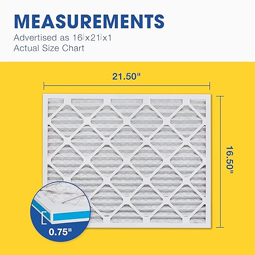 Aerostar 16.5x21.5x1 MERV 11 - 6 Count - Pleated HVAC, Furnace & Air Conditioner Filters - Removes Dust, Cold & Flu Germs, Lint, Mold, Pet Dander, Allergy-Causing Pollen, Smog & Smoke