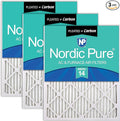 Nordic Pure 20x20x1 (Actual Size: 19 1/2 x 19 1/2 x 3/4) Pleated Air Filters MERV 14 Plus Carbon 3 Pack