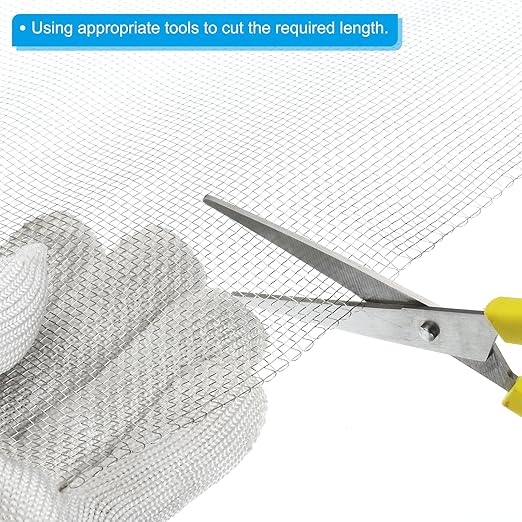 PATIKIL 40"L x 16"W Woven Wire Mesh, 12 Mesh 304 Stainless Steel Air Vent Filter Screen with Gloves for Window Security Vent Cover Filtration Animals Fence
