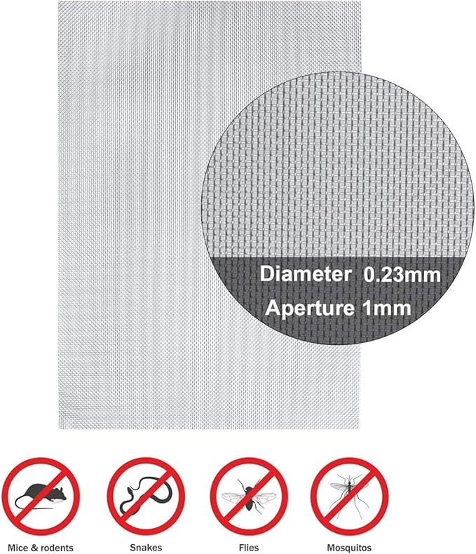 Stainless Steel Woven Wire Mesh, 304 Steel Wire Cloth, Insect Screen, Air Vent Mesh, Metal Mesh Sheet, Wire Netting Roll, Mesh Screen for Filter, Window, Garden