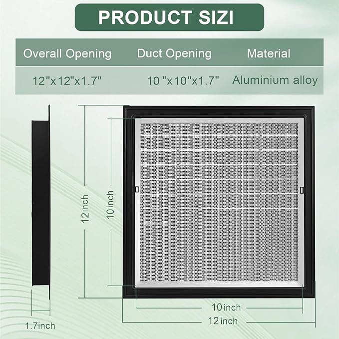 2-Pack 12"x12"Aluminum Gable Vent - Filter Screen for Removable,Vent Opening: 10" x 10"，Ideal for Attics and Sheds, Elevating Ventilation in Clean Spaces, Featuring a Refined Design