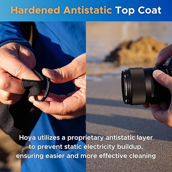 Hoya EVO Antistatic 37mm UV Filter — Camera Filters with 16-Layer SMC Coating, 3mm Thick, UV Optical Glass for Superior Resolution - Dust, Stain & Scratch-Resistant for Clear & Distortion-Free Images